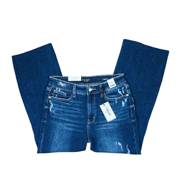 Judy Blue High-Rise Dark Wash Cropped Wide Leg Jeans - Size 7 / 28 - Picture 2 of 8